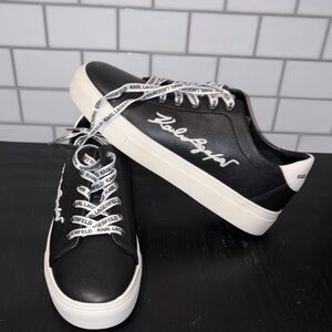 Karl Lagerfeld Black and White Low-Top Logo Sneakers